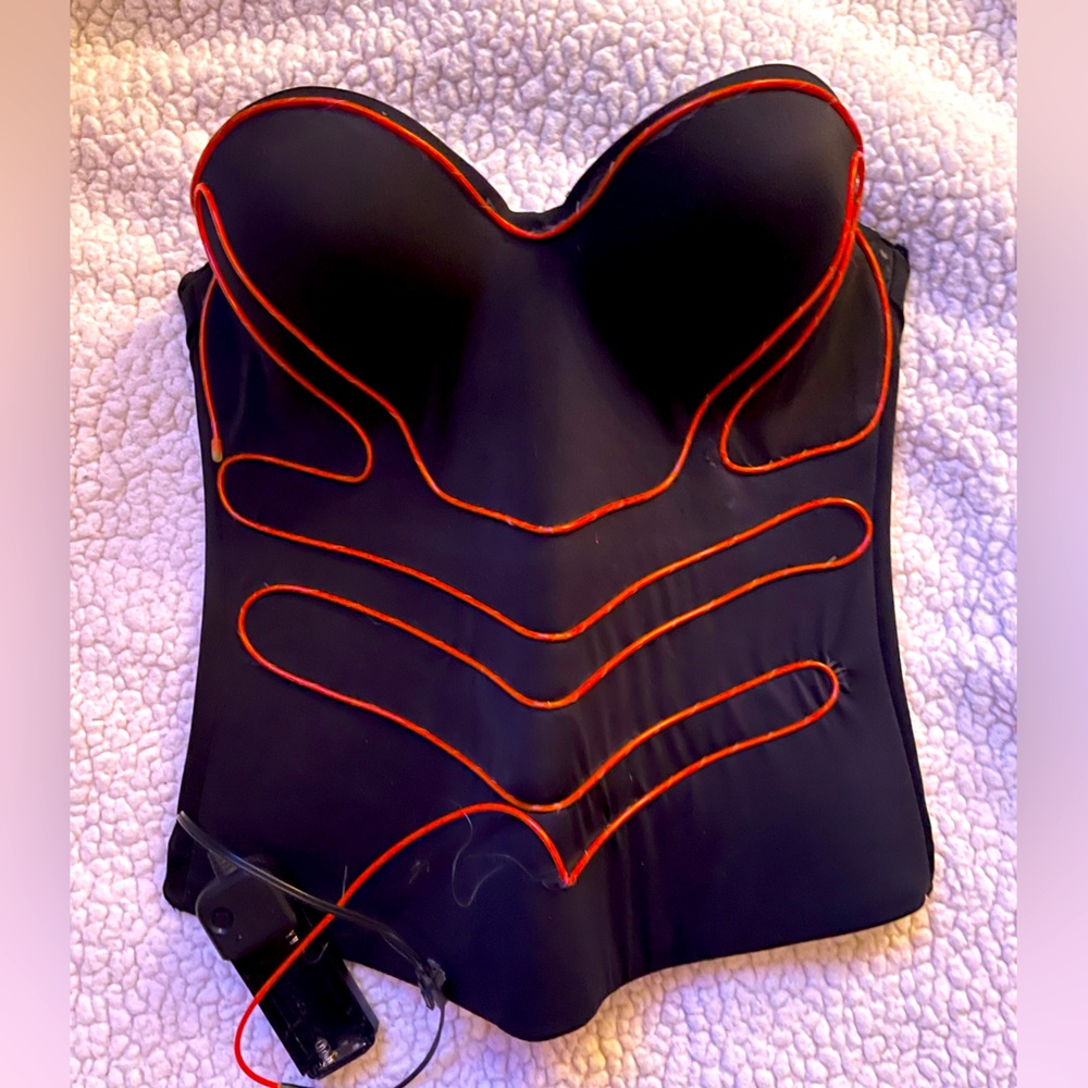 Bustier festival rave with red neon wire light
